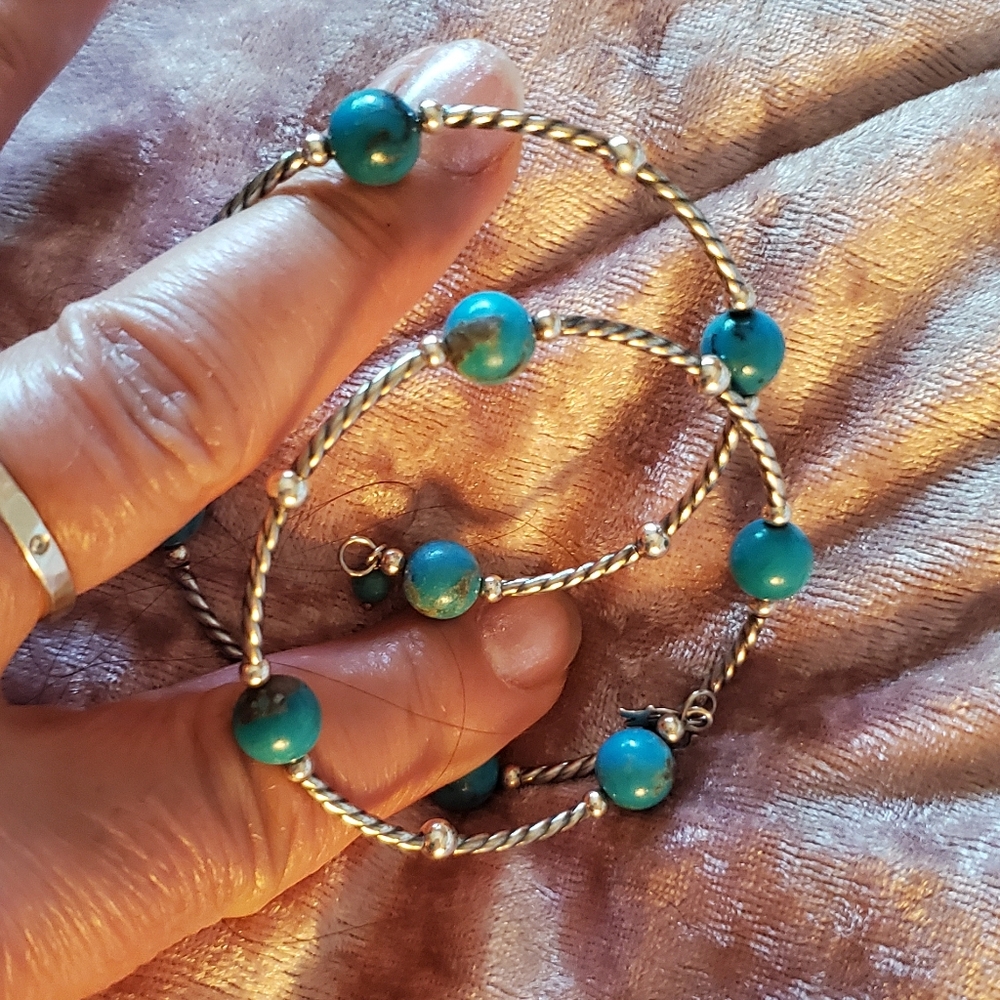 American West Carolyn Pollack turquoise and sterling silver bracelet/ bangle